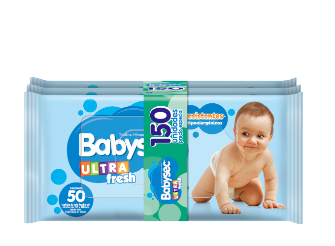 Toallitas Húmedas para Bebé BABYSEC Ultra con Aloe Vera Paquete 50un Pack  3un